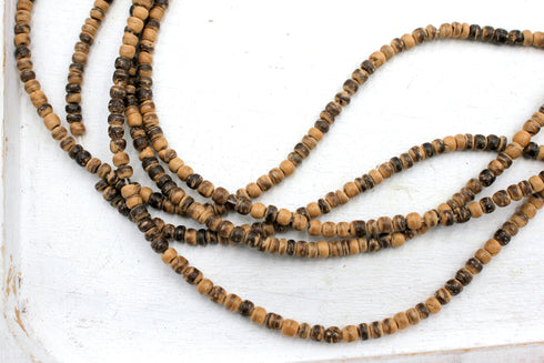 Light Brown Coconut Beads, 4mm, Heishi